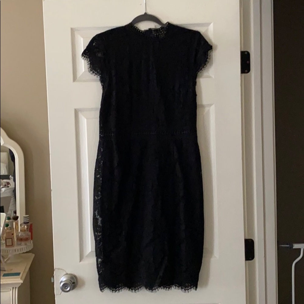 H&M Black Lace Mock Neck Dress